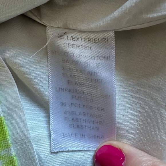 Adrianna Papell Sleeveless Midi Sheath Dress Blue Lime Green Ikat Print Size 14 - Picture 8 of 9